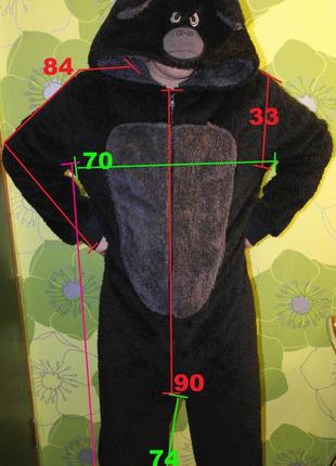 Кигуруми easy обезьяна кинг конг человечек слип пижама домашний костюм комбинезон4 фото