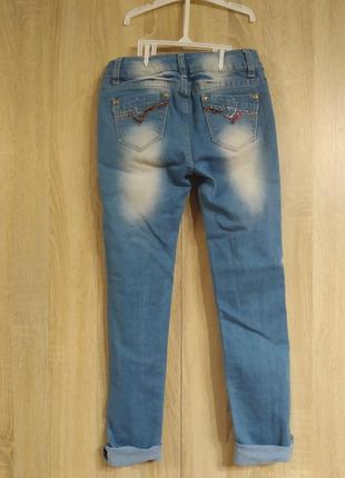 Стильнве летние джинси джинсы с камнями с легкими потертостями турция7 фото