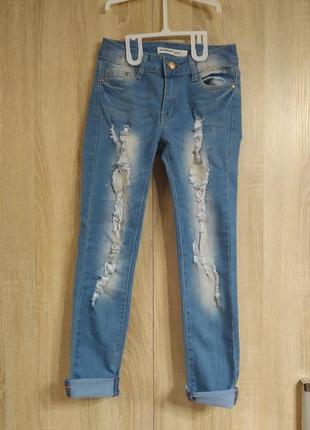 Стильнве летние джинси джинсы с камнями с легкими потертостями турция6 фото