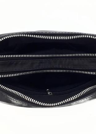 Жіноча шкіряна сумка через плече "тмін" (чорний)6 фото