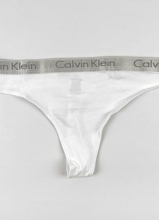 Женские трусики стринги Laceup calvin klein коллекция motive cotton lightly lined, цвет белый