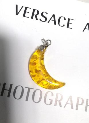Подвеска кулон месяц под янтарь желтый