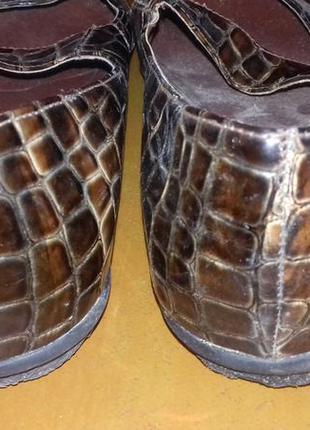 Туфли балетки 41 разм. стелька 26 см. коричневые под кожу крокодила4 фото