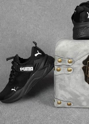 Женские кроссовки puma с ремешком чёрные с белым4 фото