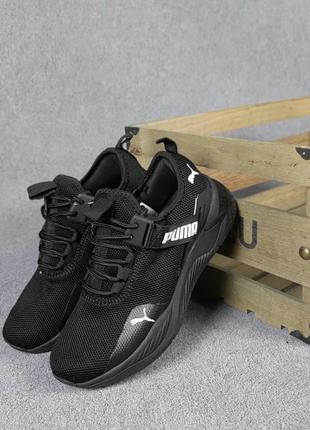 Женские кроссовки puma с ремешком чёрные с белым10 фото