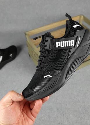 Женские кроссовки puma с ремешком чёрные с белым5 фото