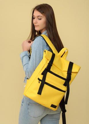 Жіночий місткий яскравий жовтий рюкзак рол топ тренд літа