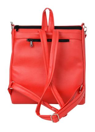 Ярко красный эко кожа городской модный  кэжуал стильный небольшой рюкзак для девушек.2 фото