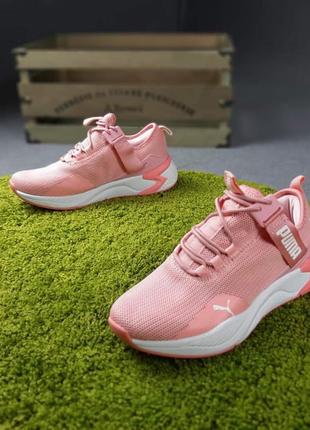 Женские кроссовки puma с ремешком пудровые9 фото