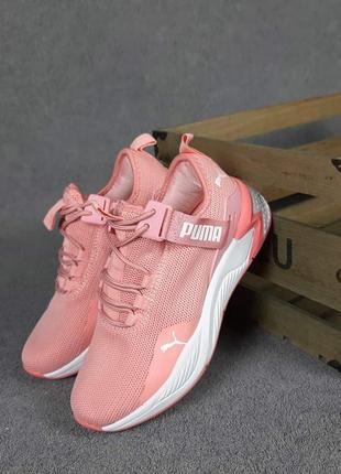 Женские кроссовки puma с ремешком пудровые1 фото