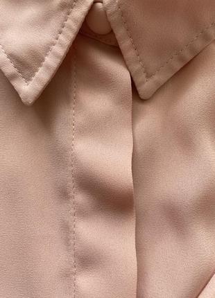 Рубашка блуза блузка воротник рукав пуговицы пудровая розовая4 фото