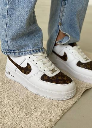 Женские кроссовки nike air force 1 x lv white6 фото