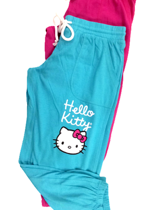 Капри женские hello kitty турция s, m,малиновый, голубой, хлопок3 фото