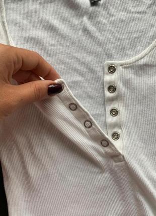 👚классная белая футболка в рубчик/футболка с пуговицами/белая укорочённая футболка👚6 фото