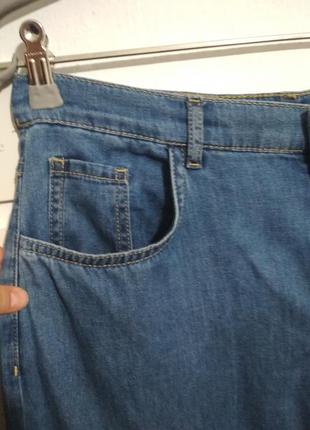 Фирменные натуральне базовые джинсовые кюлоты высокая посадка4 фото