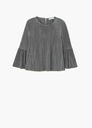 Стильная плиссированная блуза mango  серебристая  р. s кофта2 фото