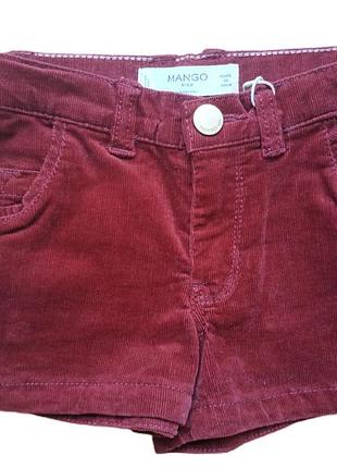 Летние шортики для девочки 3-4 года mango испания размер 104 бордо