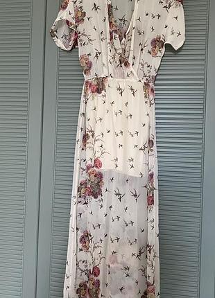 Сарафан макси zara в цветочный принт