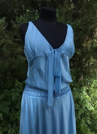 Шикарное итальянское платье небесного цвета☁️ шёлковое восточный стиль бохо шик2 фото
