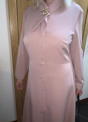Пудровое платье брендовое розовое платье миди2 фото