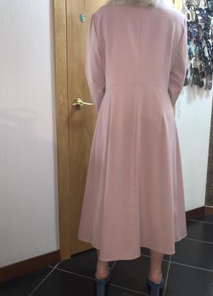 Пудровое платье брендовое розовое платье миди6 фото