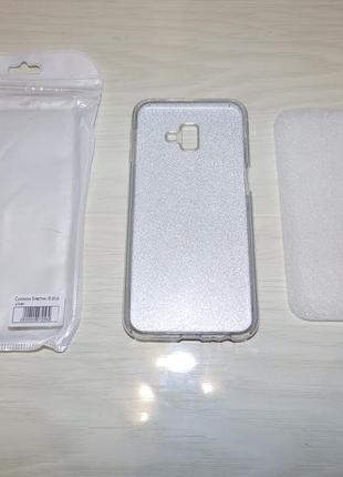 Samsung j6 j610 plus silver чехол блестки3 фото