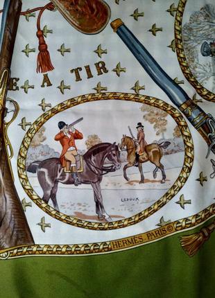Стильна  вінтажна хустка hermes "la chasse a tir"2 фото