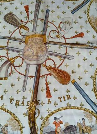 Стильна  вінтажна хустка hermes "la chasse a tir"4 фото