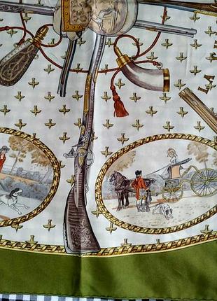 Стильна  вінтажна хустка hermes "la chasse a tir"5 фото