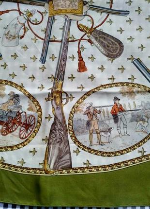 Стильна  вінтажна хустка hermes "la chasse a tir"6 фото
