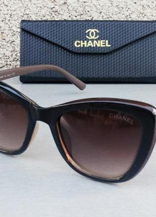 Очки в стиле chanel женские солнцезащитные модные коричневые с градиентом2 фото