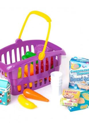 Ігровий набір "супермаркет" кошик з продуктами 362b2, 3 кольори