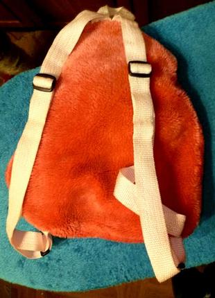 Пухнастий дитячий рюкзак рюкзачок-іграшка "зайчик" для дівчинки2 фото