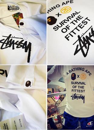 Футболки bape x stussy survival of the fittest3 фото