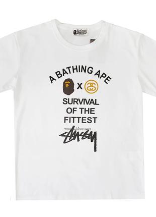 Футболка bape x stussy survival of the fittest