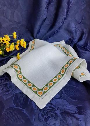 Салфека полотенце льняное лен винтаж вышивка крестом ручная работа5 фото