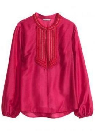 Червона блузка,сорочка, з вишивкою,бісер,етно стиль бохо, h&m2 фото
