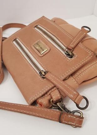 Стильная кожаная сумка crossbody river island красивый песочный цвет4 фото