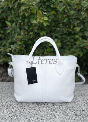 Кожаная стильная белая сумка, цвета в ассортименте