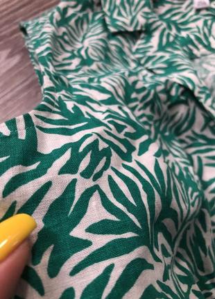 Стильная блуза на завязках в актуальный принт с листьями! натуральная ткань!2 фото
