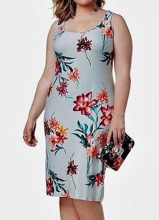 Сукня трикотажне міді квіти батал plus 2х на 54-56 рр