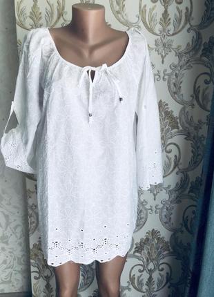 Белые блузы блузки модно пляжная туника прошва выбитая вышитая прошва красивая шитье1 фото