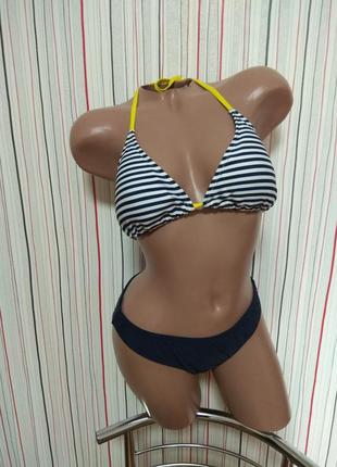 Полосатый раздельный купальник шторка blue motion,купальник полоска