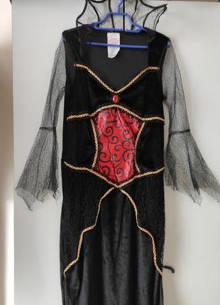 Карнавальное велюровое платье волшебницы (колдуньи)леди вамп