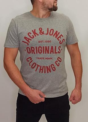 Футболка мужская серая jack & jones размер - m