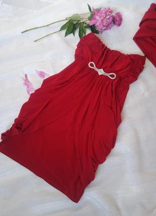 Платье вечернее короткое красное + болеро4 фото
