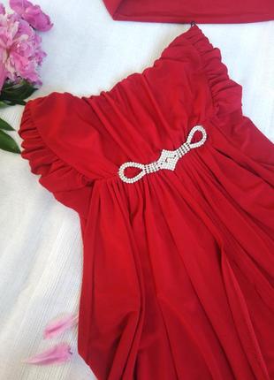 Платье вечернее короткое красное + болеро5 фото