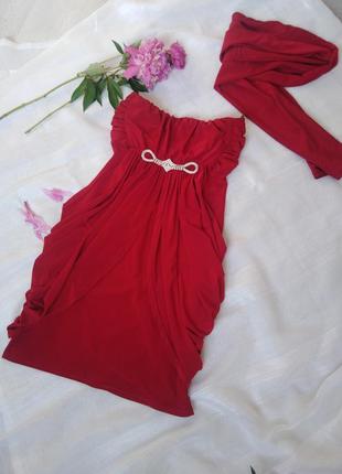Платье вечернее короткое красное + болеро2 фото