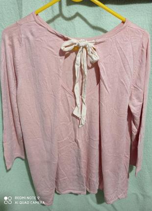 Кофточка шёлк модал вискоза полиамид нежно-розовая с бантиком оригинальная шовк шелк