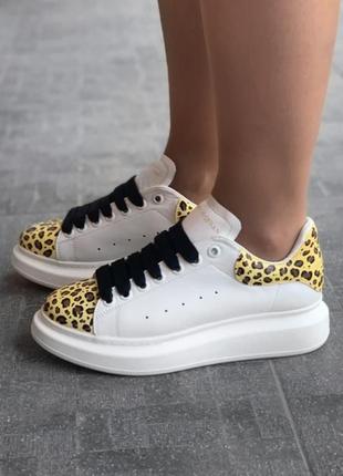 Кросівки alexander mcqueen white/leopard  кроссовки
